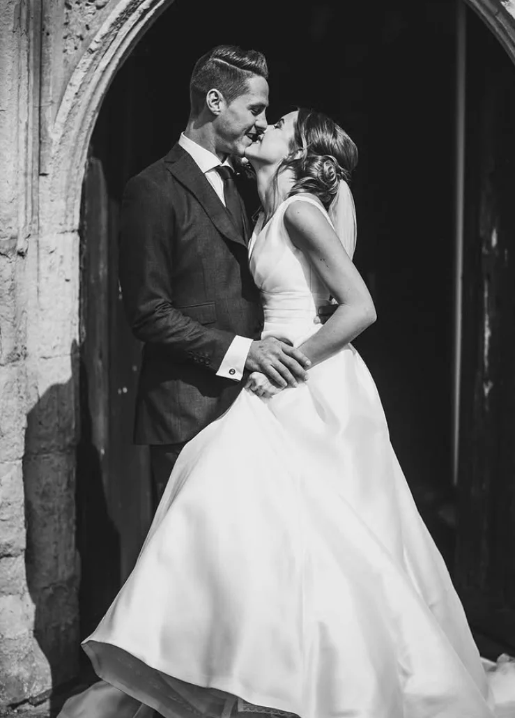 A bride and groom sharing a quiet moment